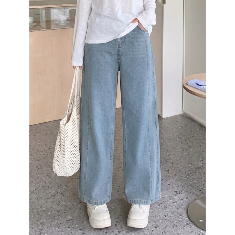 Floral Print Plus-Size Women's Summer High-Waisted Drapey Casual Straight-Leg Pants, Stylish Commuter Jeans 17211Z