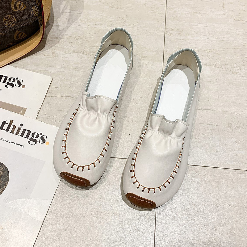 Beige Elastic BDoug shoes female 2021 spring new pattern Korean version Versatile soft sole Kick on Shoes for pregnant women Retro Harajuku Single shoes