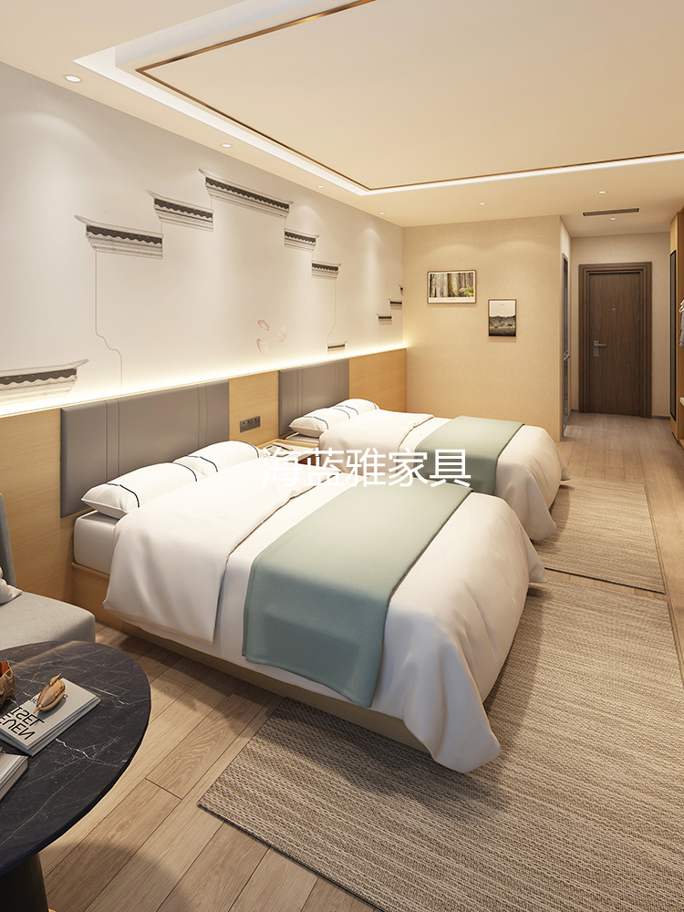 Guest house innate full set of bed headlights with an apartment rental room Business hotel furniture Customized and quick guesthouse bed