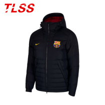 Tianlang football Nike Nike jacket Barcelona winter warm hooded football down jacket BQ3291-010