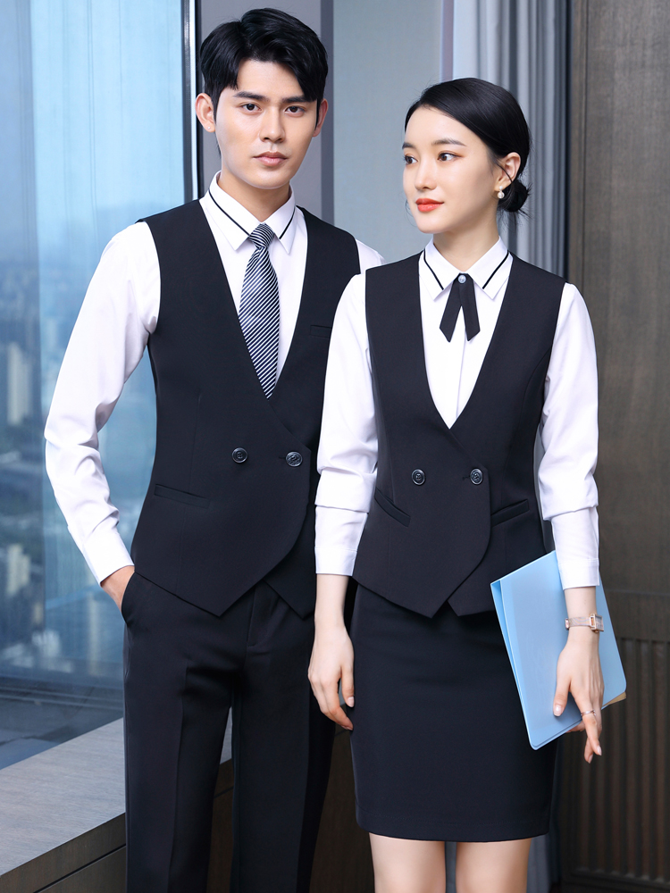 Professional suit waistcoat for female workers in suit autumn and winter new body dress with short section of waistcoat for men and women with the same horse holder
