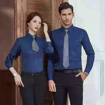 Professional shirt men and women work clothes custom embroidered logo2019 autumn new long sleeve women shirt slim suit ol