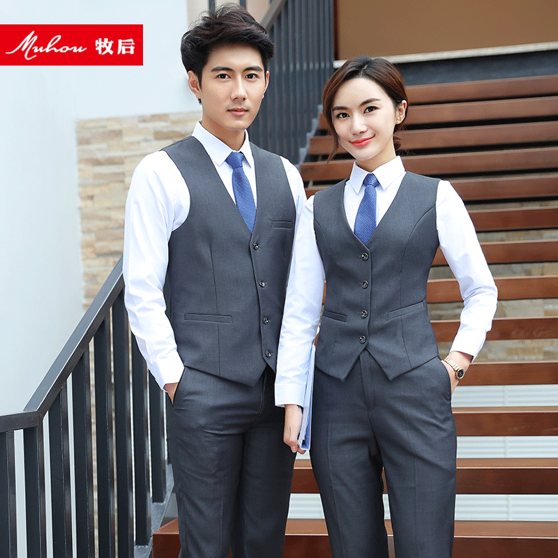 OL Business Suit Waistcoat Autumn New Work Clothes Kan Shoulder Workwear Suit for men and women The same attendants are loading