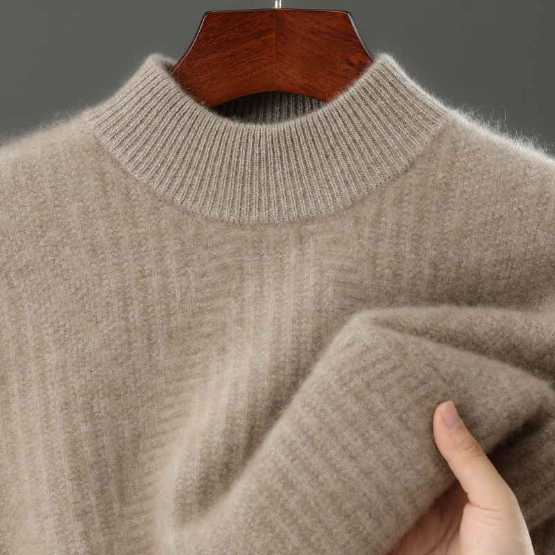 Winter New 100% Pure Cashmere Men's Half-High Round Neck Thickened High-End Knitwear for Middle-Aged and Elderly People, Non-Pilling Sweater Winter New 100% Pure Cashmere Men's Half-High Round Neck Thickened High-End Knitwear for Middle-Aged and Elderly People, Non-Pilling Sweater