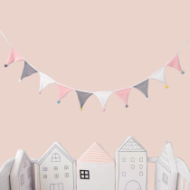 Macaron flannel small colorful flag fabric pennant hanging ornaments childrens room decoration tent accessories decoration