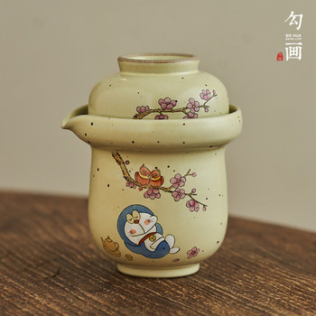 Drawing hand-painted doraemon quick guest cup travel tea set
