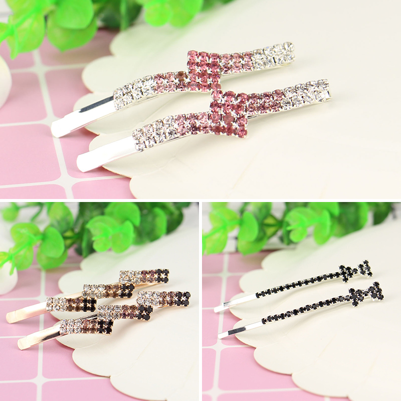 South Korea 2021 new hair accessories bangs edge clip rhinestone word clip women's pair clip headdress hair clip hair clip crystal