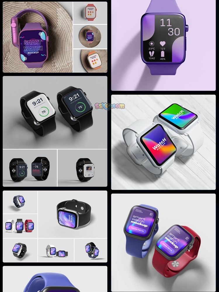 苹果apple watch智能手表UI界面作品展示贴图样机PSD设计模型素材插图4