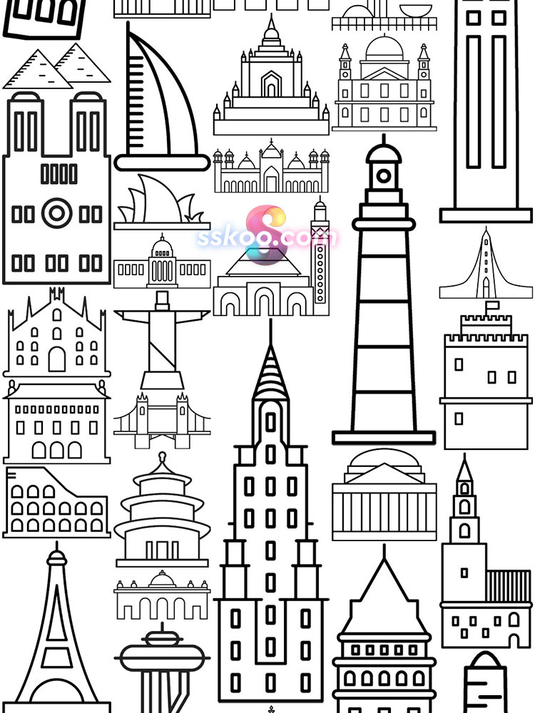 世界名城古迹建筑教堂高楼房屋APP菜单UI图标ICON AI矢量设计素材插图7