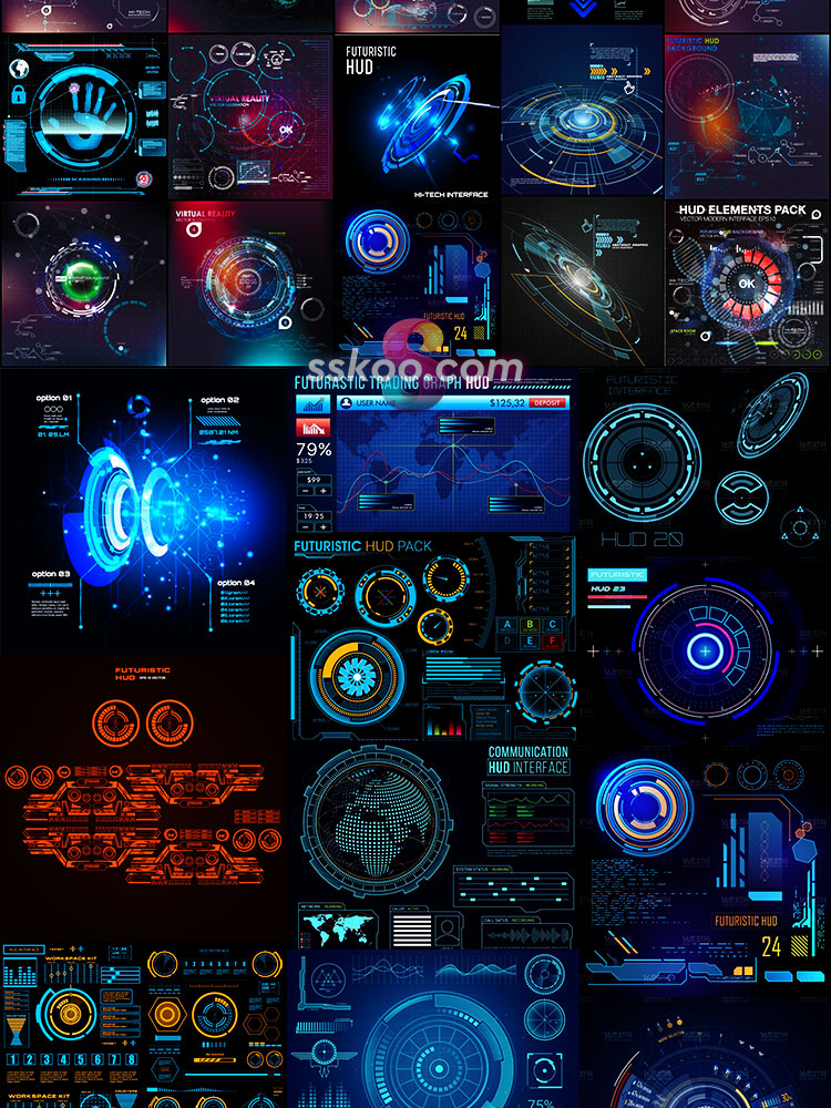 HUD界面UI高科技科幻电影数据信息化图表游戏AI矢量设计素材模版插图7