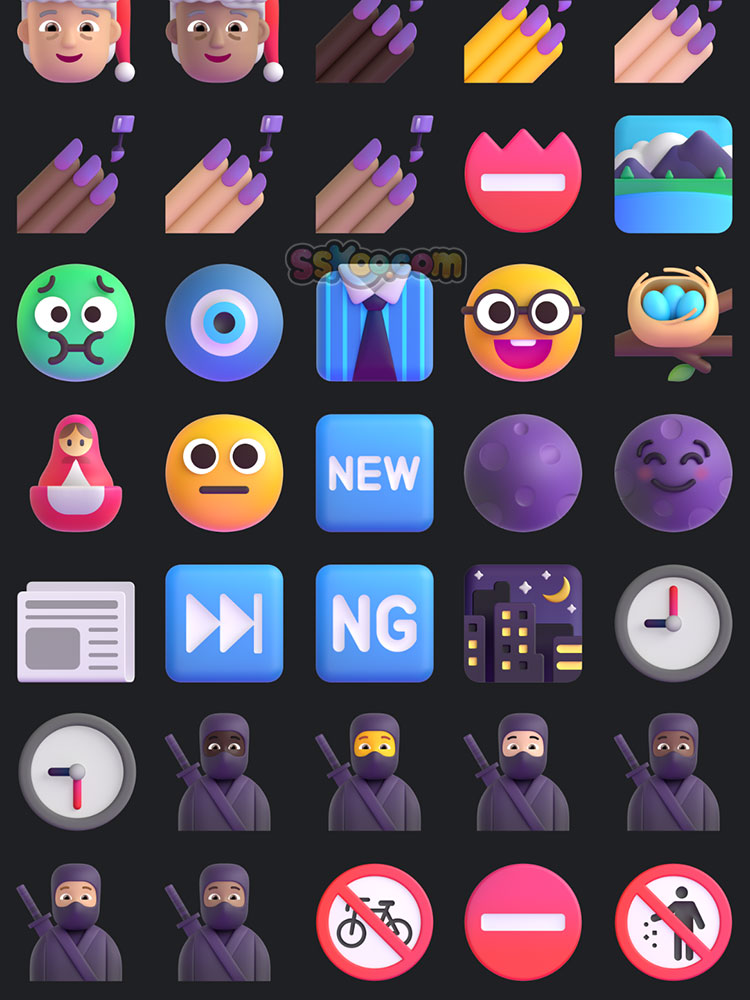 全套Windows微软发布3D立体表情Emoji整套大全SVG矢量AI格式PNG免扣图片模板插图46