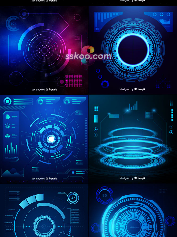 HUD高科技科幻电影数据飞船系统仪表盘屏幕UI界面AI矢量设计素材插图5