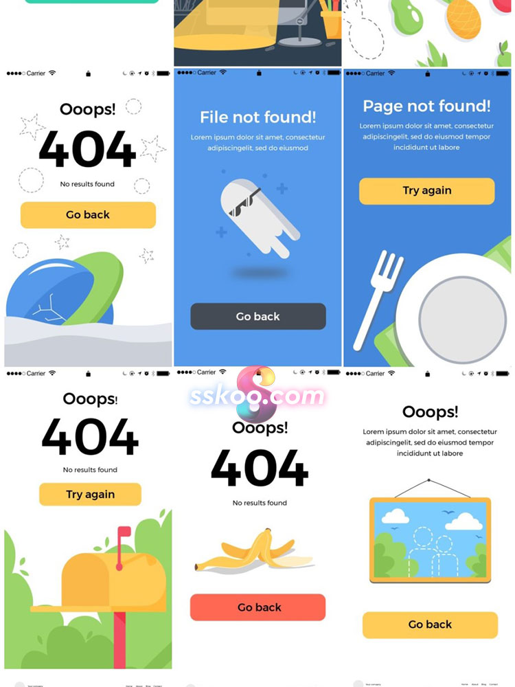 APP网页HTTP缺省错误页404页面UI界面PSD分层设计参考素材模板插图6