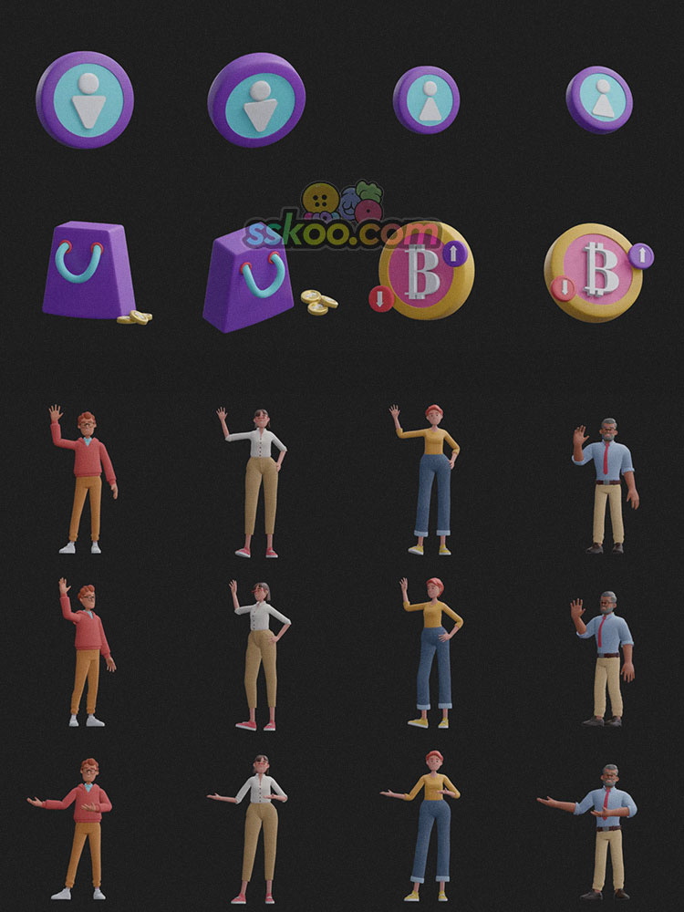 3D立体金融理财人物pose角色插图插画png免扣blender设计PPT素材插图7