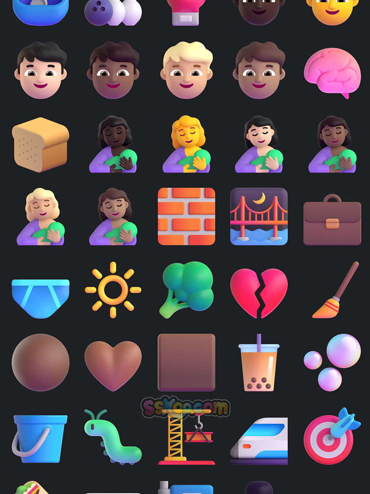 全套Windows微软发布3D立体表情Emoji整套大全SVG矢量AI格式PNG免扣图片模板插图11