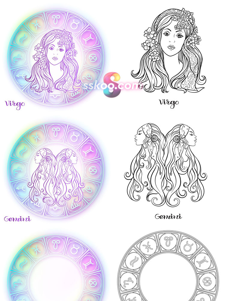 创意十二星座线描风格线条扁平化绘画插图插画AI矢量设计素材插图6