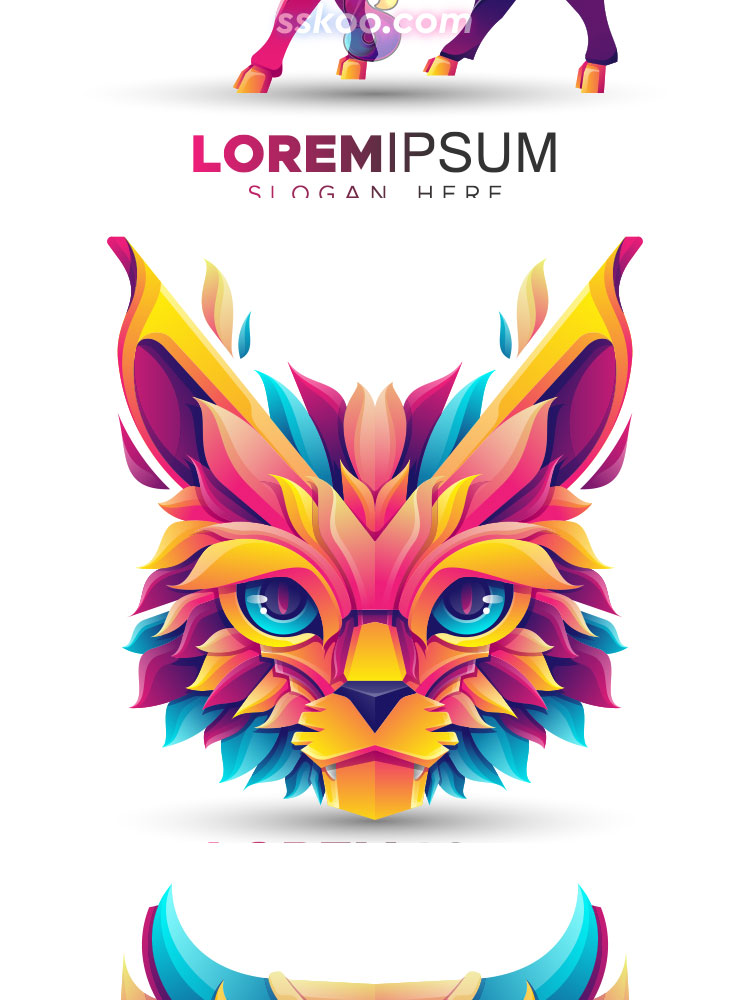 立体创意酷炫渐变动物头像图标插画LOGO标志商标AI矢量设计素材插图8