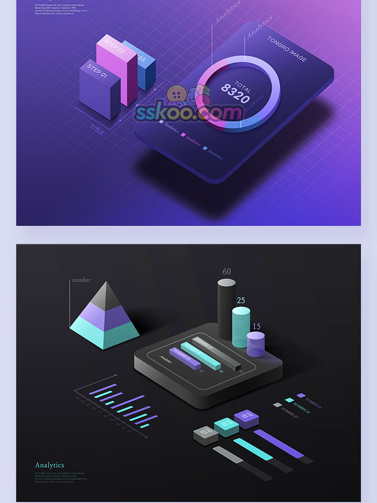 3D立体等距信息数据可视化图表商业图形分析统计PSD模板设计素材插图3