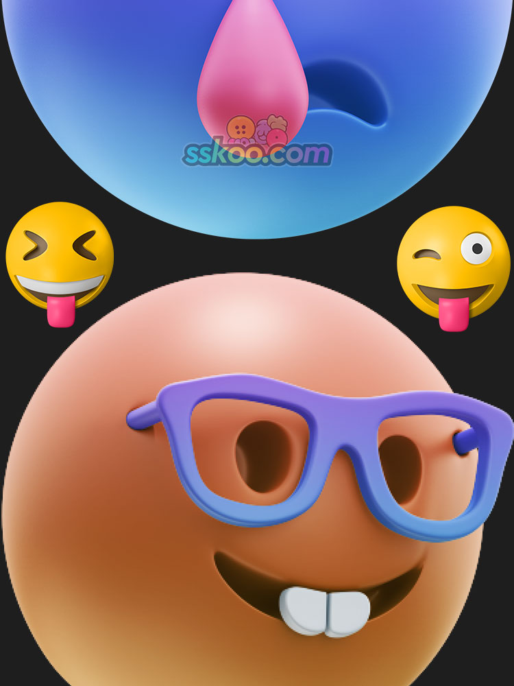 3D立体卡通emoji圆脸笑脸聊天社交表情icon免扣png设计素材图标插图3