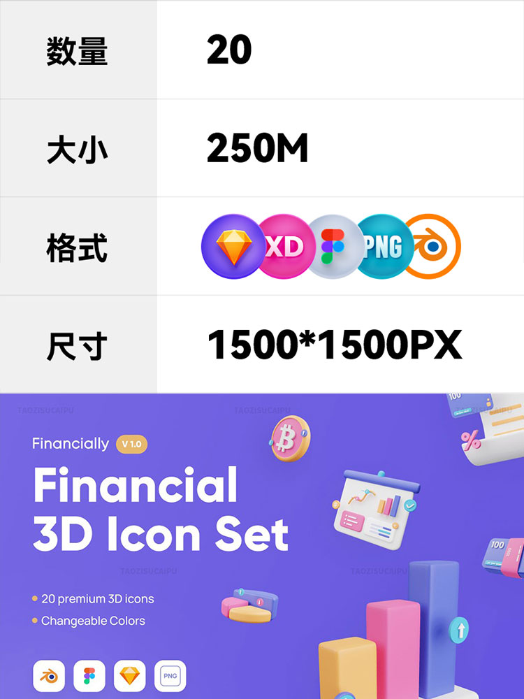 3D立体卡通金融理财系统icon图标插图PNG免扣XD设计sketch素材fig插图1