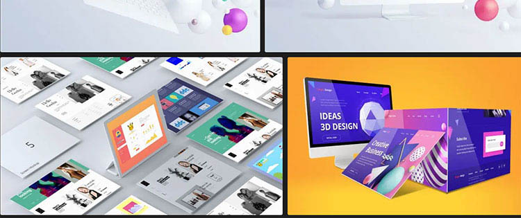 3D立体效果网页WEB界面UI设计作品白模展示样机PSD分层模板素材插图15