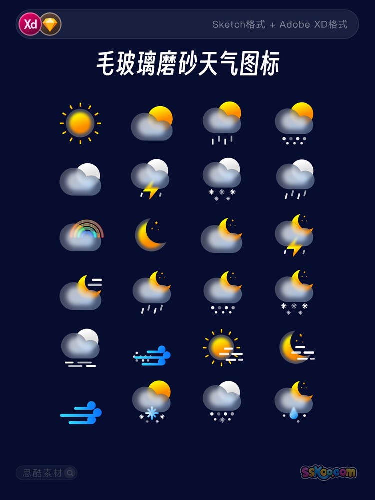 天气预报太阳云朵图标ICON 小程序APP矢量XD源文件Sketch设计素材插图1