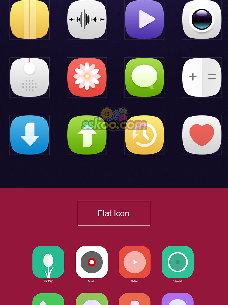 原创扁平拟物化手机APP主题UI界面图标ICON作品PSD源文件设计素材插图14