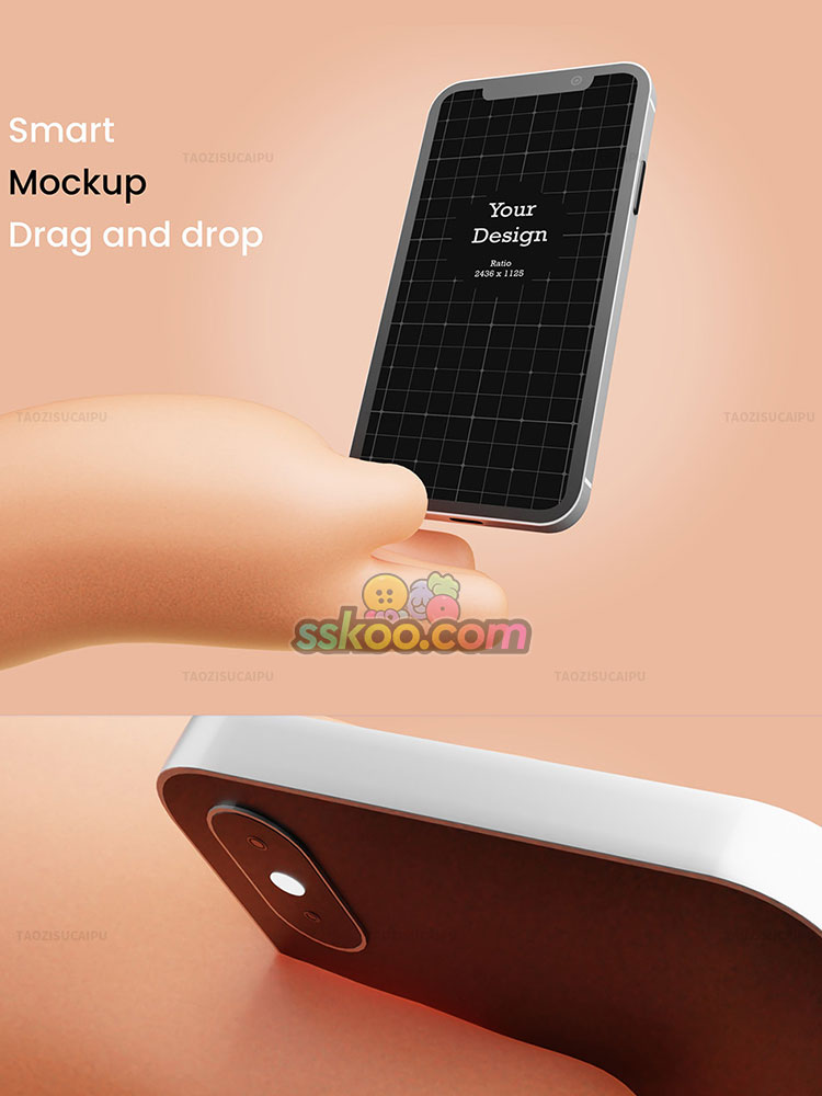 3D立体小手可爱手势手机APP展示UI样机点赞PNG免扣设计blend素材插图6