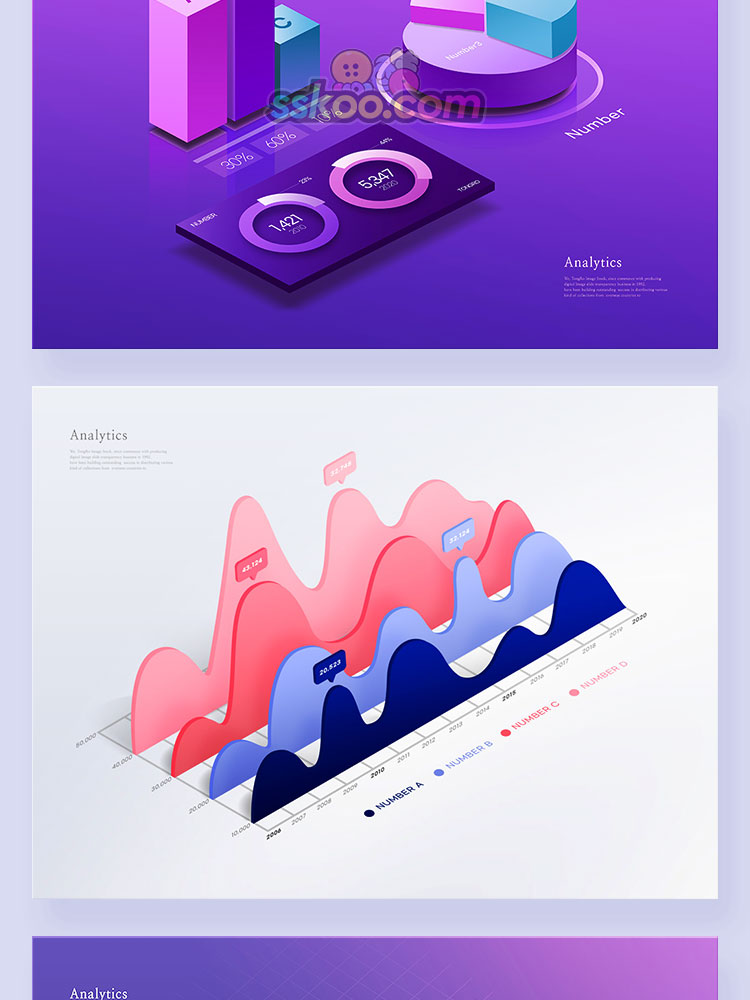 3D立体等距信息数据可视化图表商业图形分析统计PSD模板设计素材插图2
