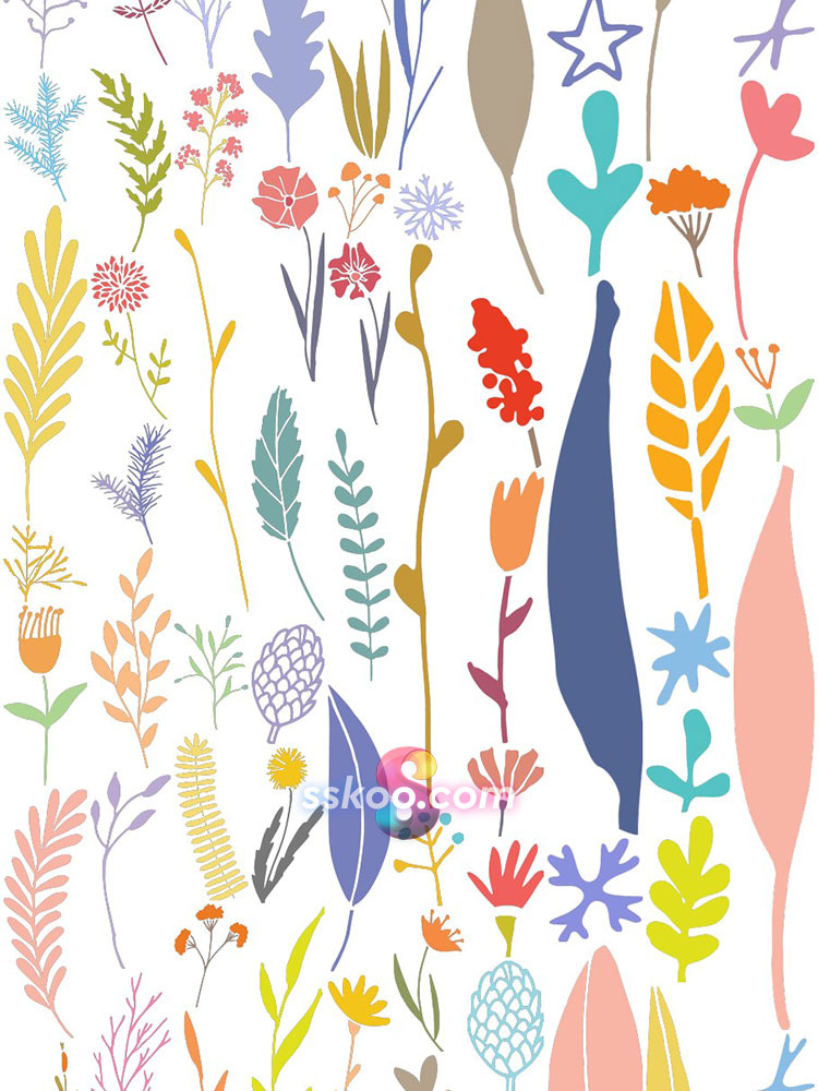 花草树枝鲜花花卉浆果绿叶卡通手绘水彩剪贴画插画插图PNG AI素材插图6