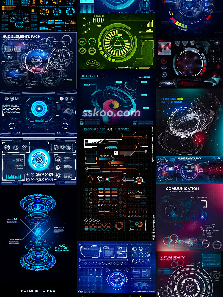 HUD界面UI高科技科幻电影数据信息化图表游戏AI矢量设计素材模版插图8