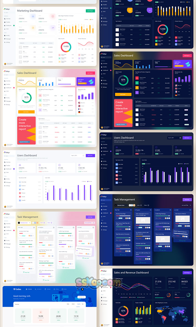 中文PC网站WEB后台管理系统UI平台数据信息图表XD设计素材模板插图6