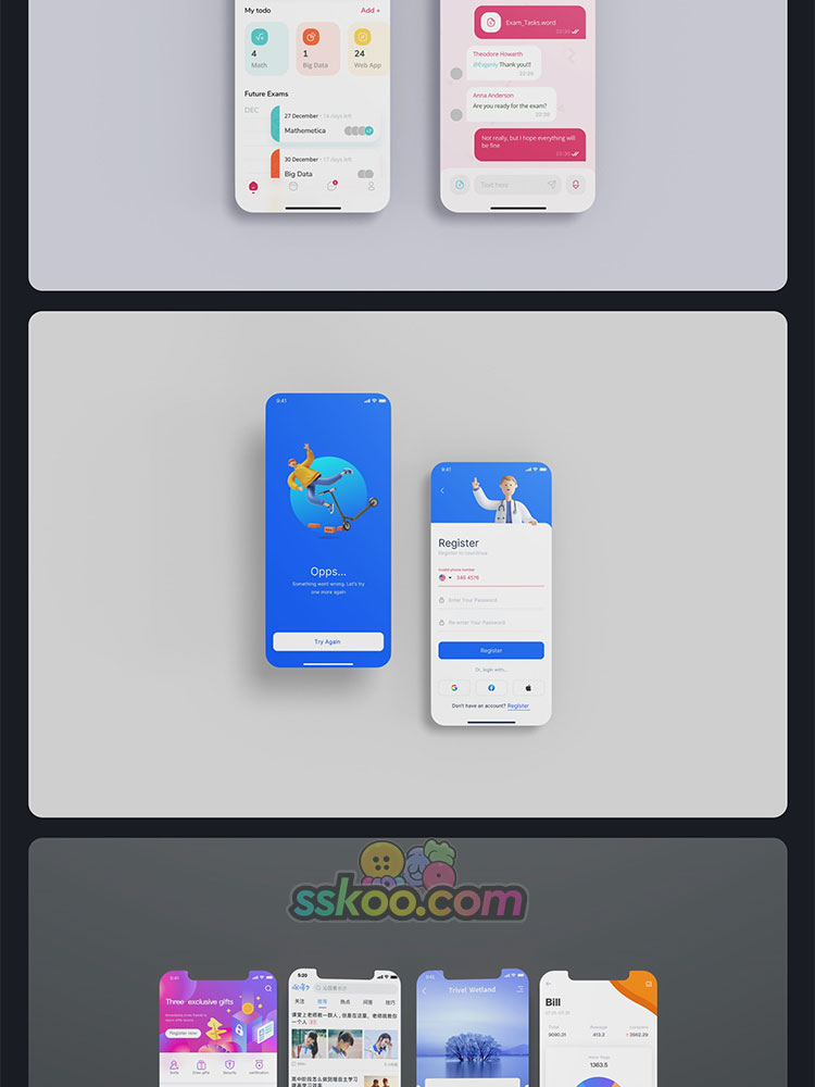 白色白模iPhone手机APP小程序UI界面作品展示贴图样机PSD设计素材插图15