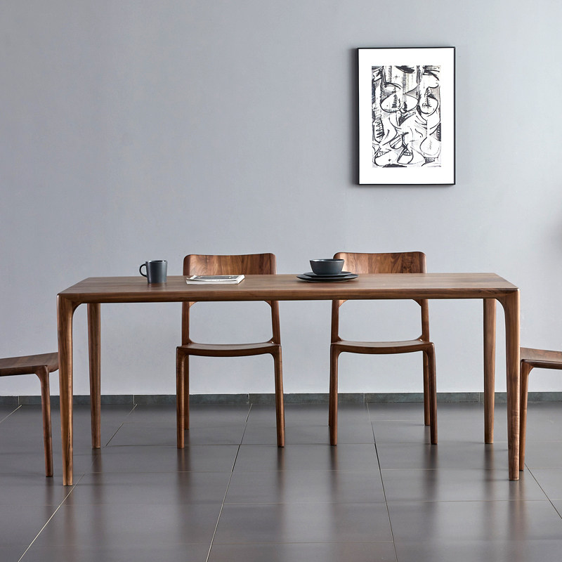 North American Black Walnut Wood Solid Wood Table and Chair Combined Simple rectangular tenon socket designer Log Lunch Table Furniture