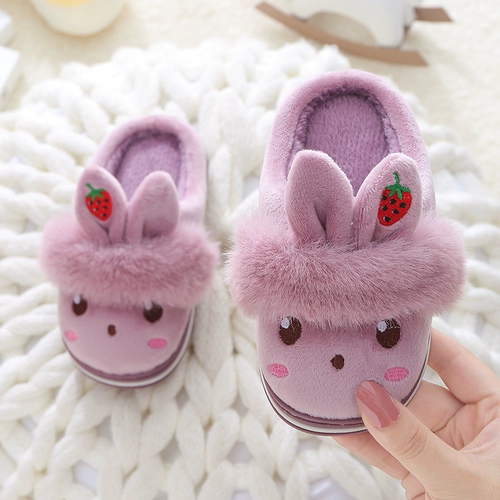Детские зимние мультяшные тапочки для принцессы, удерживающие тепло нескользящие туфли