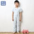 Trẻ em jumpsuit cotton 2-5 tuổi cậu bé ngắn tay bé một mảnh đồ ngủ mỏng phần cậu bé mùa hè trẻ em quần áo