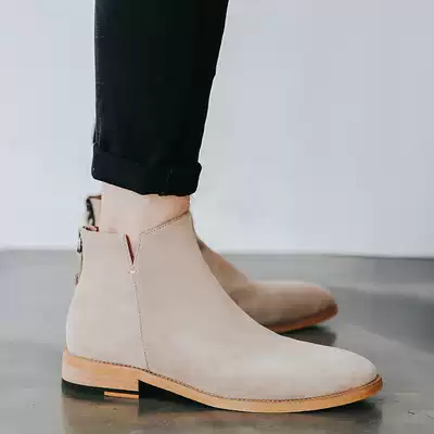 Chelsea Boots Men's Leather 2021 Spring New British High Boot Sand Zipper Martin Boots Men