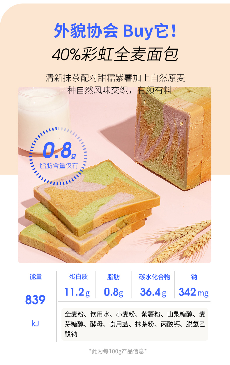 【七年五季】黑麦全麦面包吐司600g