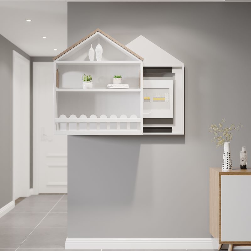 Modern minimalist electric meter box sheltering box solid wood multifunctional shelf creative light extravagant wall-mounted weak electric box decoration painting