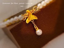 Foot gold 999 pure gold mermaid tail gold pendant 3d hard gold hanging Pearl collarbone necklace fashion pearl bracelet