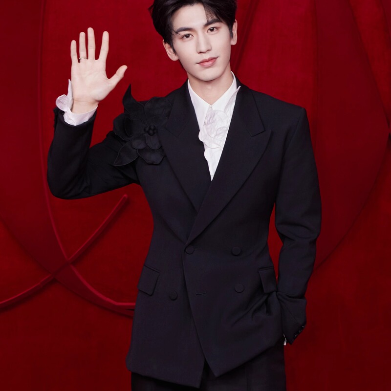 Zhang Linghe Celebrity Style Three-Dimensional Floral Suit Black Korean Fashion Brand High-End Men's Casual Suit Jacket