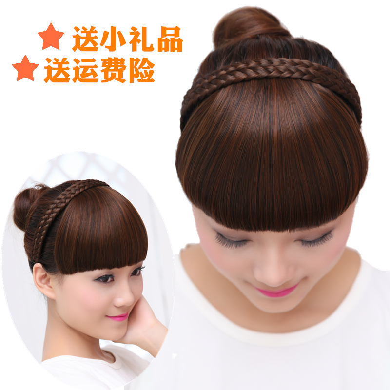 Fake bangs with hair band braids Hair band Qi Bangs invisible thickening hair extension Net red Fake Liuhai hair clip head curtain wig