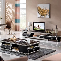 Marble coffee table TV cabinet small apartment tea table tea table slate retractable living room table home modern simple light luxury