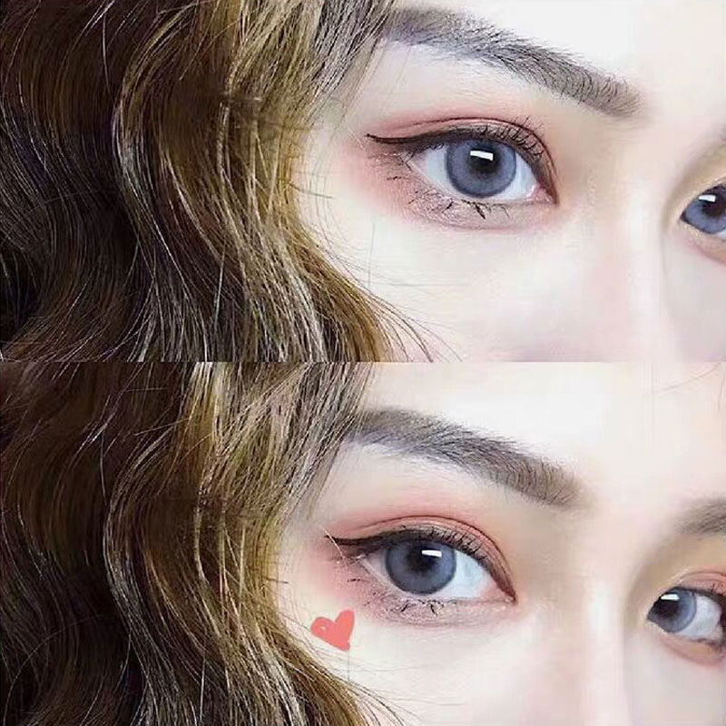 Ice Dew Blood Europeans and American Middle Age Europeans and US Size Diameter Red Gray Contact Glasses Mei Fei