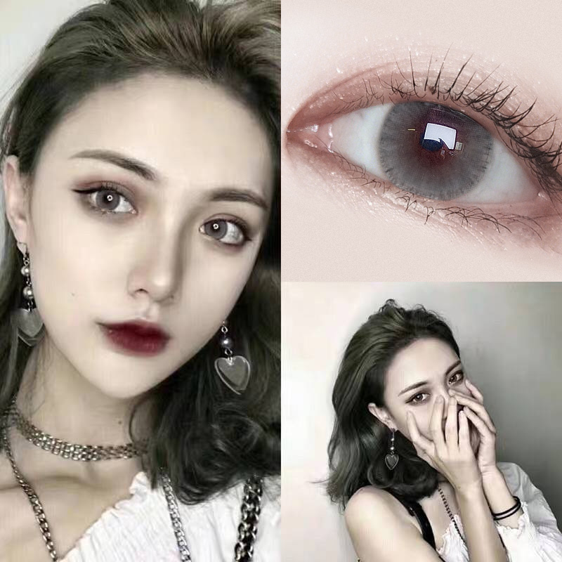 Ice dew new gray mixed-race beauty contact lenses female size diameter net red models European and American invisible myopia glasses Melofi