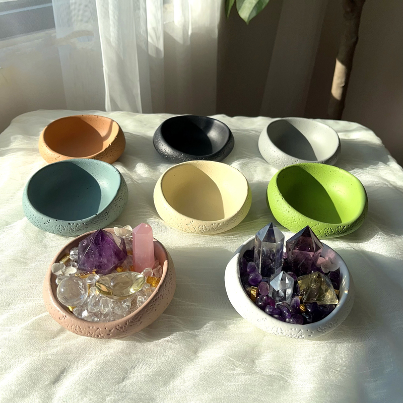 Natural Crystal Micro-Landscape Volcanic Mud Small Bowl Demagnetizing Bowl Small Ornament Gravel Storage Demagnetizing Purification Ornament