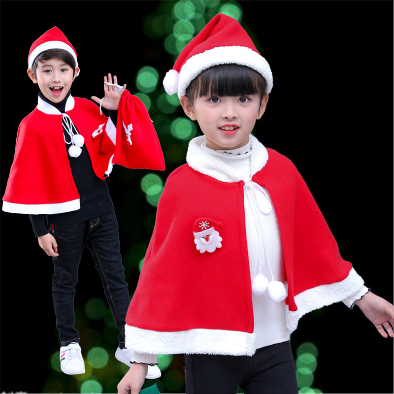 Christmas Day Cape Party Shawl Christmas Stage Props Cloak Nursery Performance Children Thickened Parent-child Costume