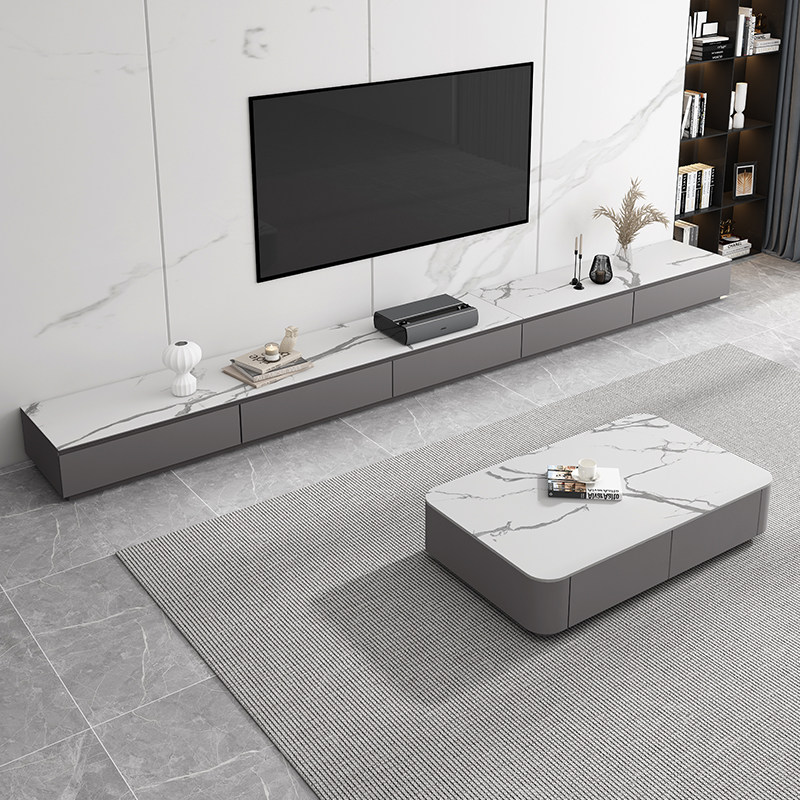 Italian Type Rock Plate TV Cabinet Tea Table Composition Wall Cabinet Modern Minimalist Living-room Extremely Brief TV Cabinet Nordic Terrace Cabinet