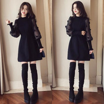 2022 autumn winter new web yarn splicing slapped bottom sweater dresses 100 hitch long cash waist display slim knit dress