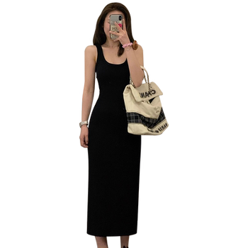 Large size suspender dress with base long skirt waist